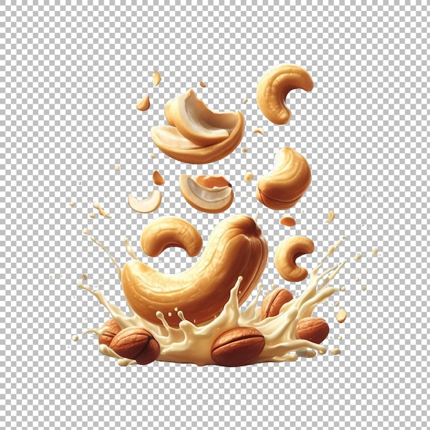 PSD falling cashew nuts isolated transparent background premium png psd