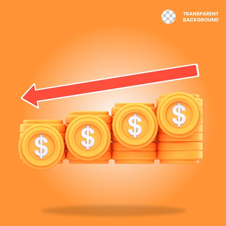 PSD falling coin stacks 3d icon illustration