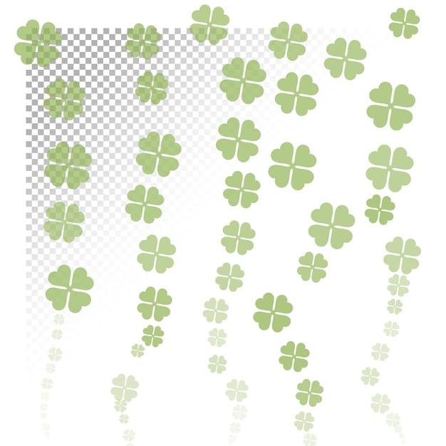 Falling down leaves background green clover isolated