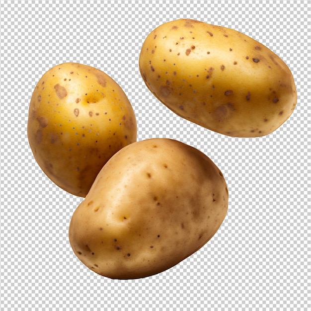 PSD falling fresh potatoes on transparent background