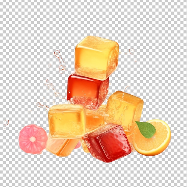 PSD falling fruit marmalade sweets and jelly candies png