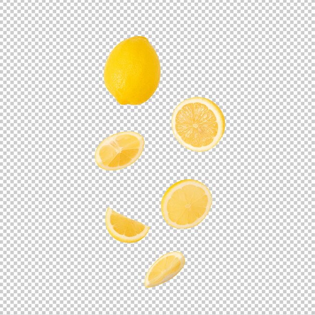 PSD falling lemon slice cutout file psd