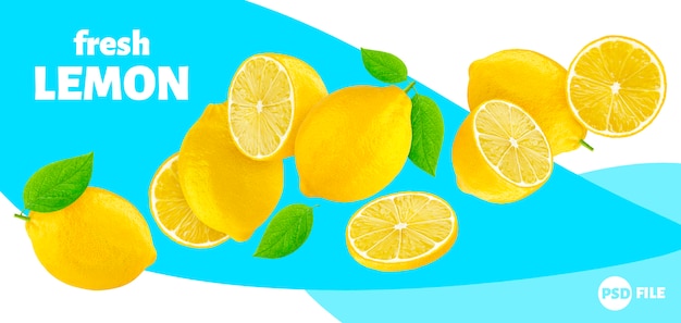 PSD banner di limoni che cadono