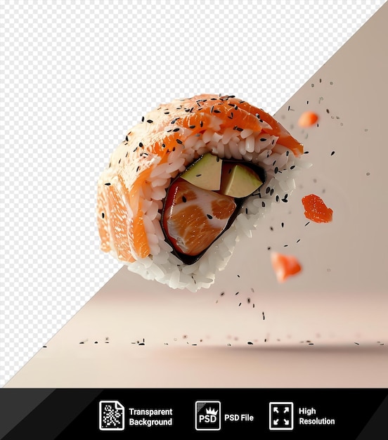 Modello di sushi maki in caduta su uno sfondo isolato png psd