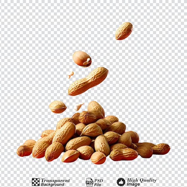 PSD falling peanuts isolated on transparent background