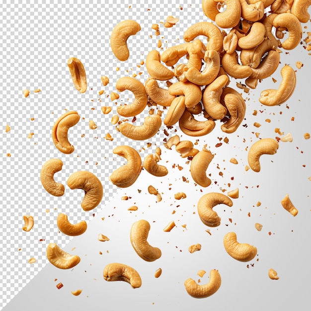 PSD falling peanuts isolated on white