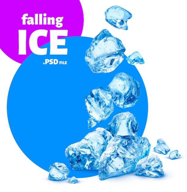 Falling pieces of ice, crushed ice