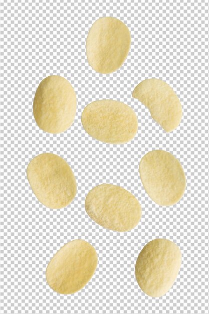 Falling potato chips cutout Psd file