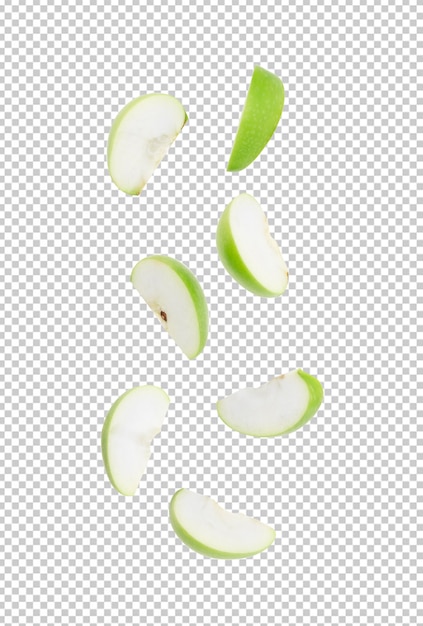 PSD falling slice ripe green apple for your design