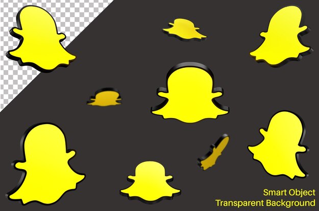 Falling snapchat social media logo in 3d style