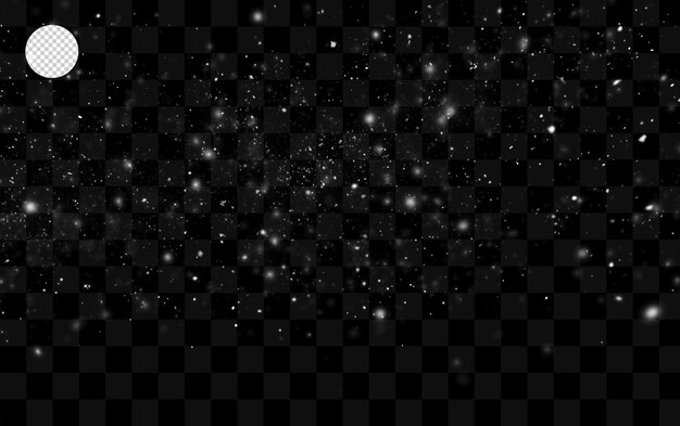 PSD falling snow on a transparent background.
