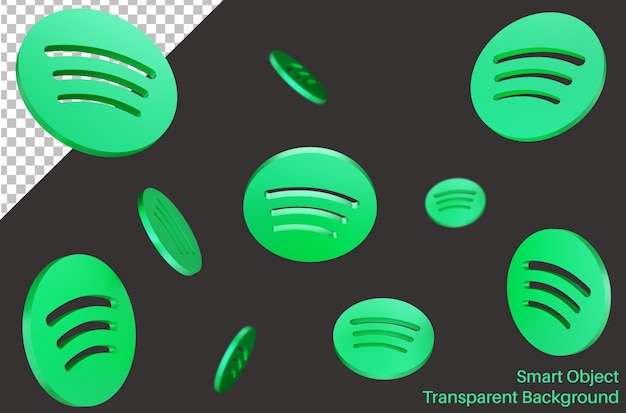 Falling spotify social media logo in 3d style