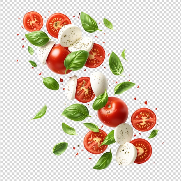 PSD falling tomatoes slides isolated on white