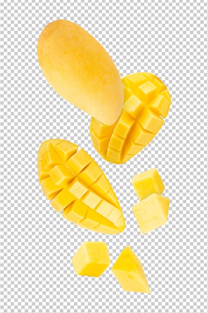 Falling Yellow Mango cutout volledige diepte van het veld