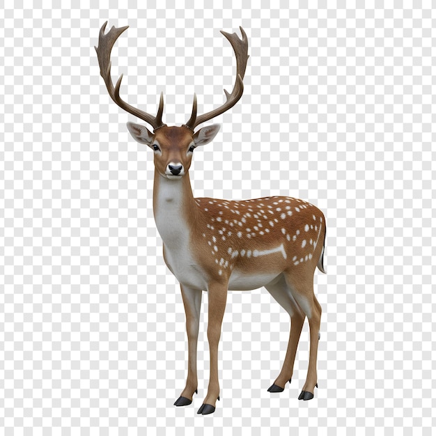 Fallow deer met gewei geïsoleerd op doorzichtige achtergrond