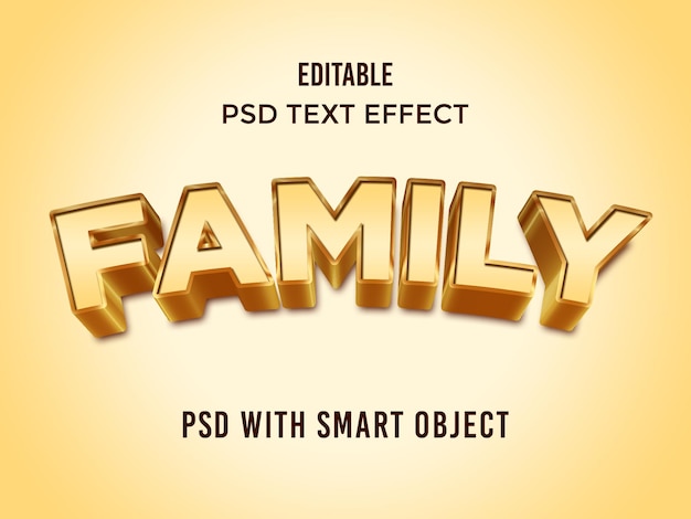 Famiiy text effect gold 3d