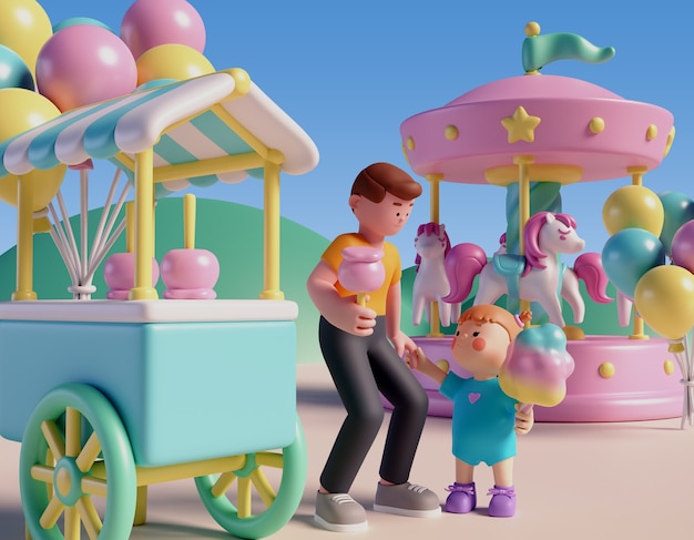 Familie plezier in pretpark
