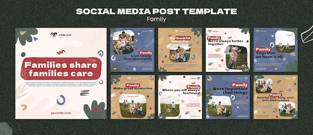 PSD families care instagram posts template