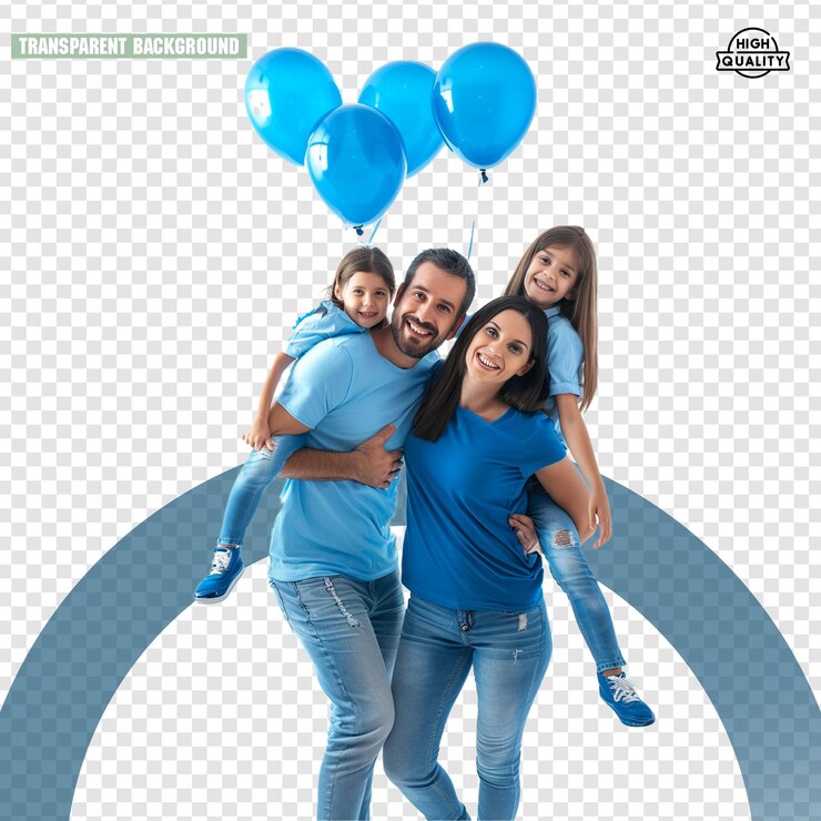 PSD family celebrate fathers day on transparent background