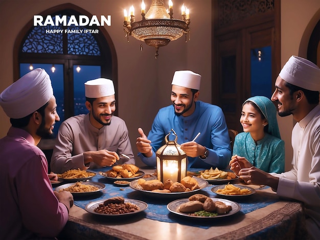 PSD famiglia che celebra il ramadan dopo un giorno di digiuno