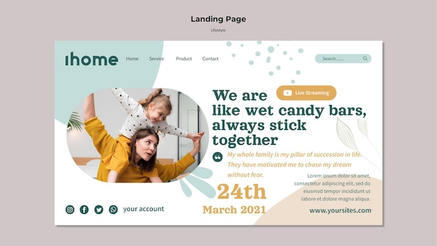 Family lifestyle landing page template