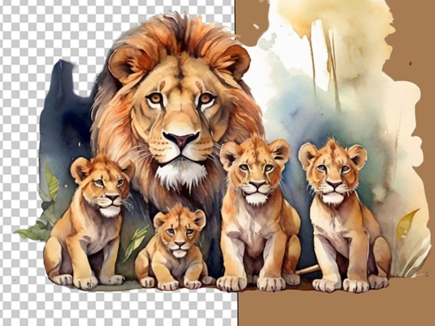 PSD famiglia di leoni adulti e cuccioli concetto della giornata mondiale della famiglia