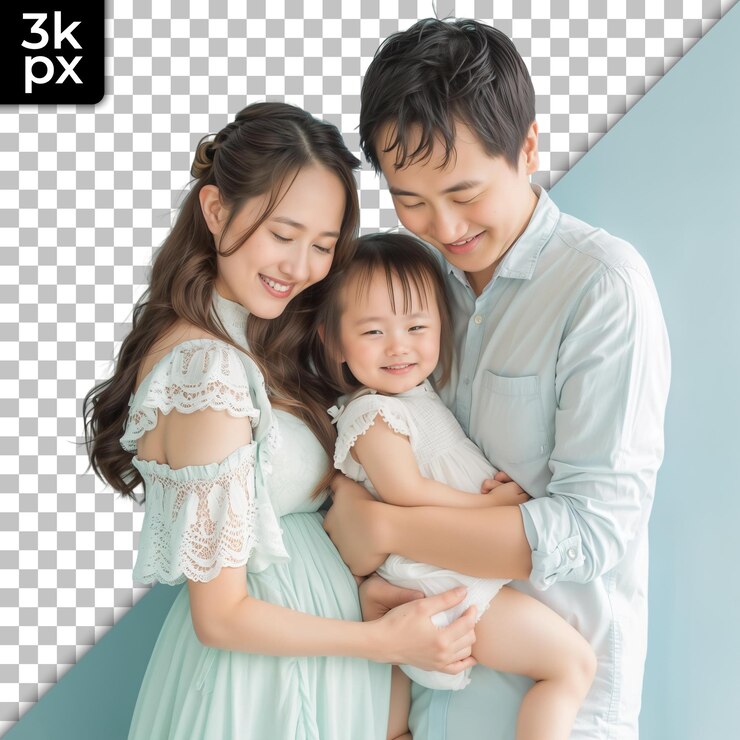 PSD 세 사람 과 한 아기 의 가족 사진
