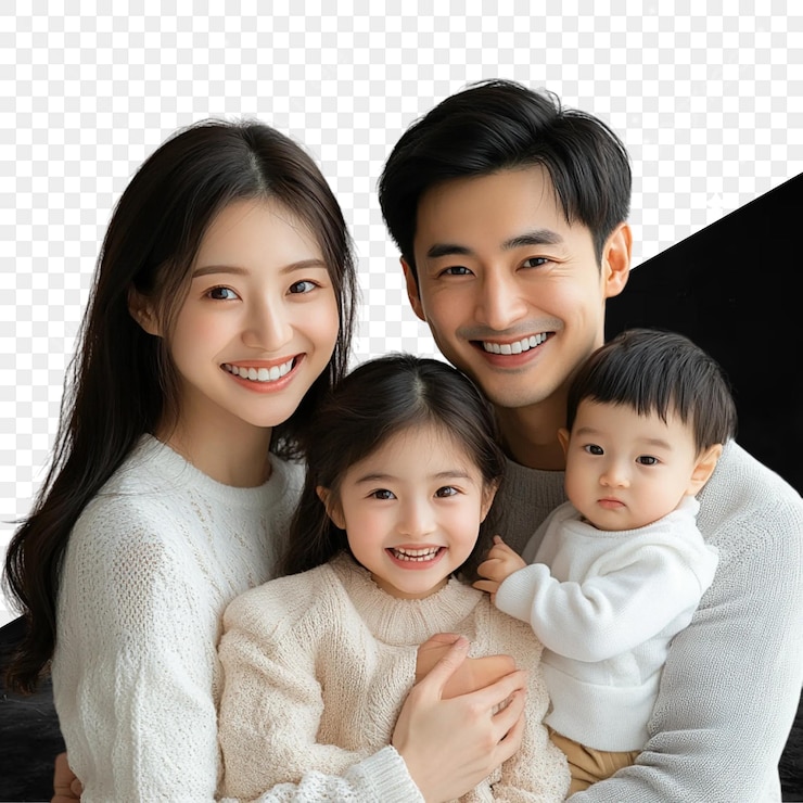 PSD 세 사람의 가족 사진과 그들의 사진