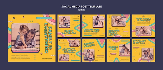 PSD family social media post design template