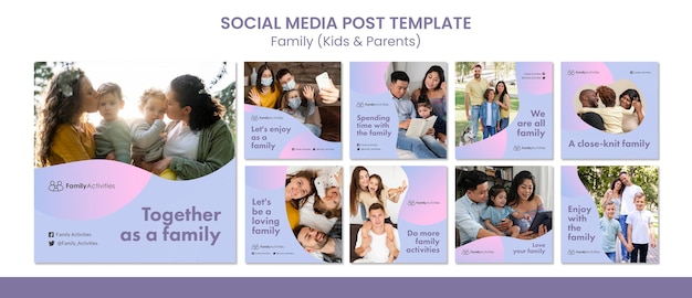 PSD Семейные публикации в социальных сетях с фото