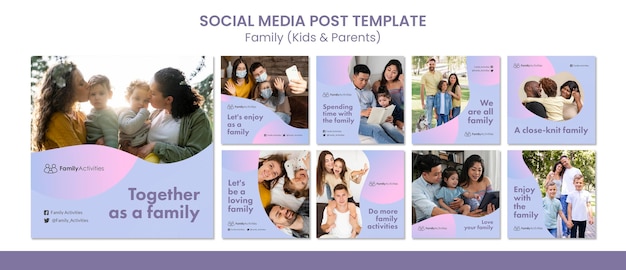 PSD 写真付きの家族のソーシャル メディアの投稿