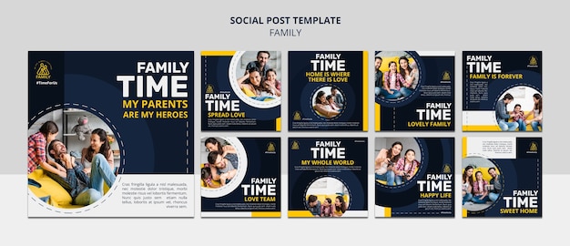 PSD family time instagram posts collection