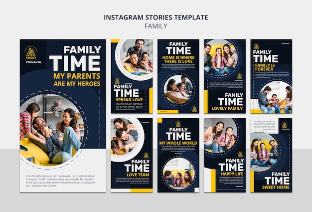 PSD raccolta di storie di instagram per la famiglia