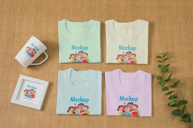 家族のTシャツのモックアップデザイン