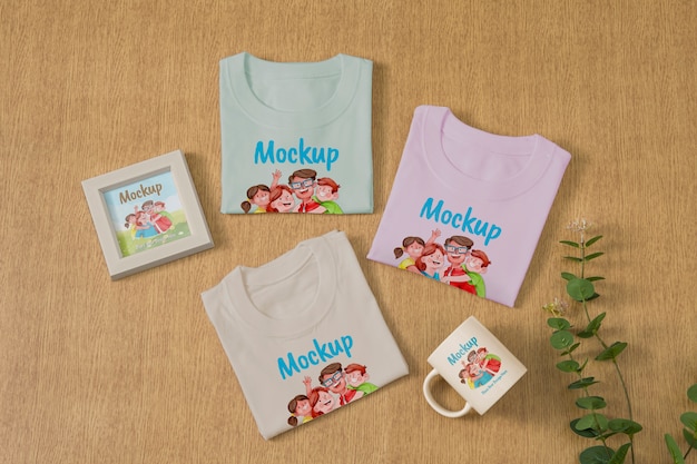 家族のTシャツのモックアップデザイン