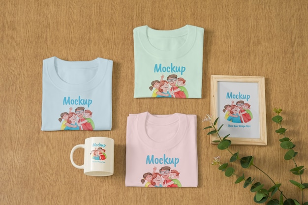 家族のTシャツのモックアップデザイン