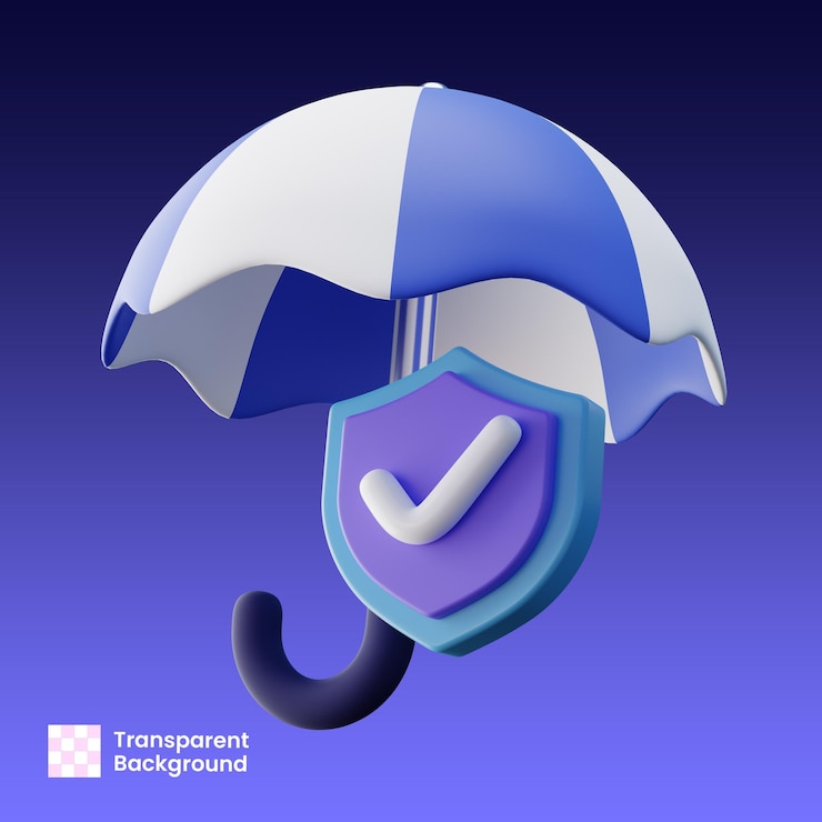 PSD family umbrella insurance 3d illustration