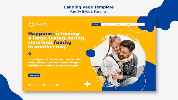 PSD family web template with photo