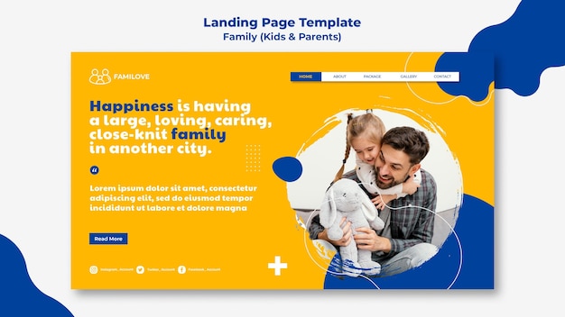 PSD 写真付きの家族のwebテンプレート