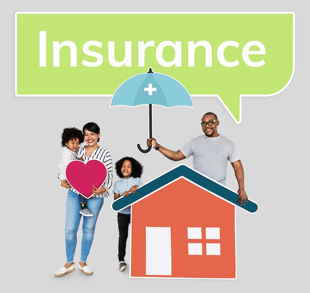 Family with a home insurance protection plan