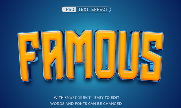 Famous editable text effect 3d style