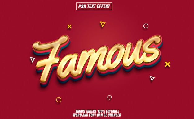 famous text effect font editable typography 3d text
