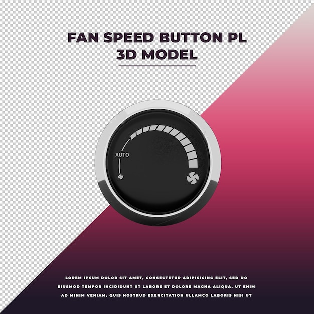 PSD fan speed button pl 3d isolated