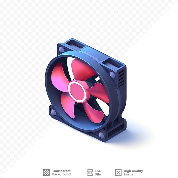 PSD a fan with a red and blue body and the words 