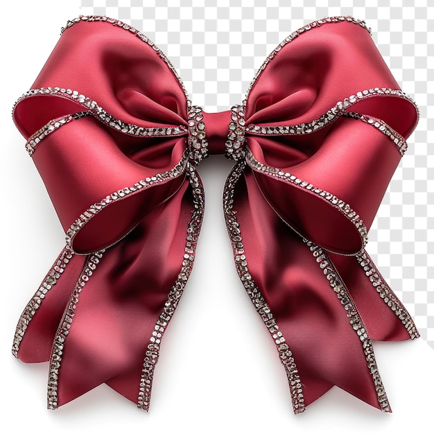 PSD fancy coquette red ribbon bow with diamonds illustration transparent background