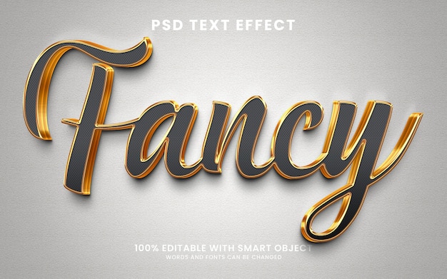 PSD fancy golden glossy shiny 3d text effect template