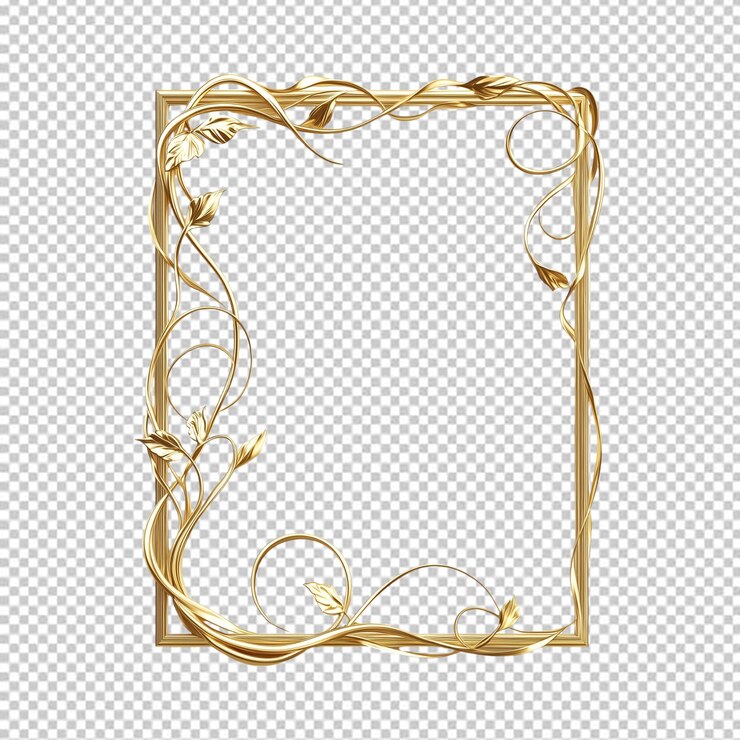 PSD fancy rectangular frame isolated on transparent background