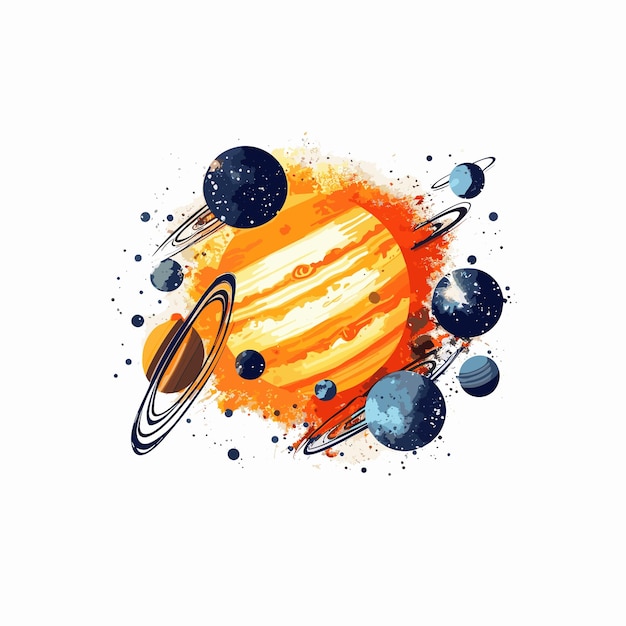 PSD fantasie van het zonnestelsel illustratie waterverf png psd