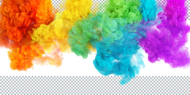 PSD fantastic rainbow color puffs of smoke or fog