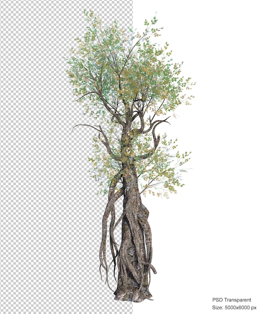 Rendering 3d isolato albero fantastico